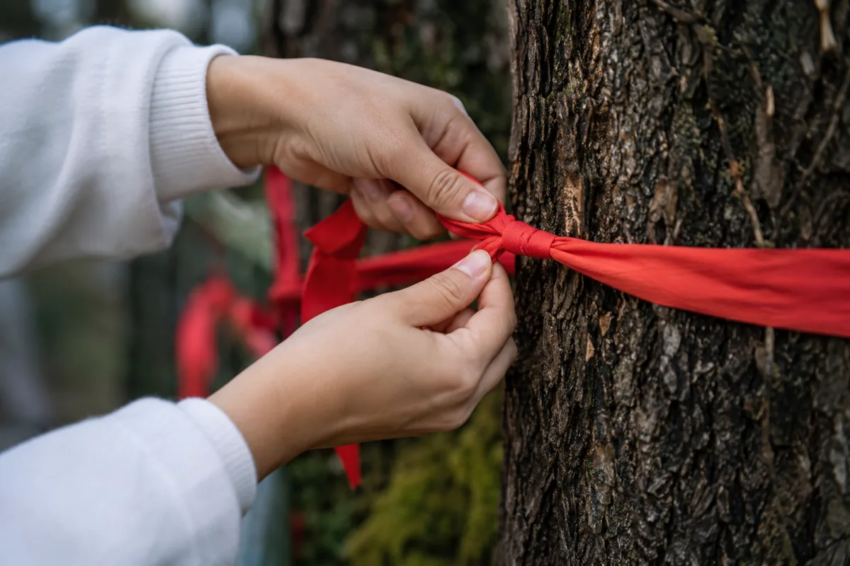 La définition de la psychomagie pour libérer ton arbre Gros plan sur les mains d'une femme tenant une lettre symbolique pliée au-dessus d'une bougie usagée